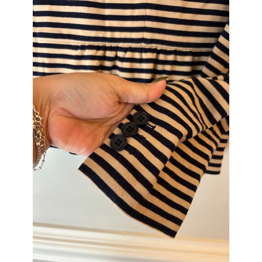 Talbots Navy & Tan stripped blazer as L stretchy preppy Career nautical - Picture 7 of 7